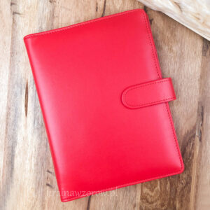 binder-okladka-a5-skorzany-organizer-czerwony-krainawzorow-pl