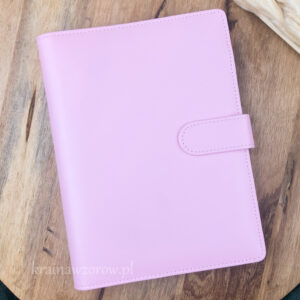 binder-okladka-a5-skorzany-organizer-rozowy-krainawzorow-pl