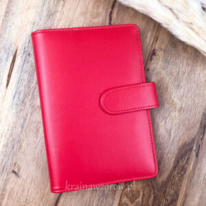 binder-okladka-a6-skorzany-organizer-czerwony-krainawzorow-pl