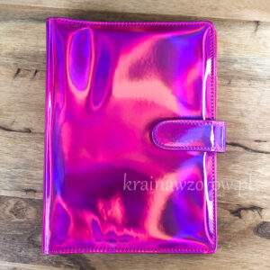 binder-okladka-a5-organizer-holograficzna-ciemny-roz-krainawzorow-pl