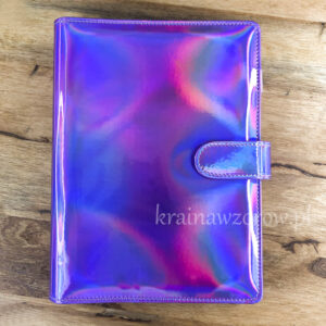 binder-okladka-a5-organizer-holograficzna-fioletowa-krainawzorow-pl