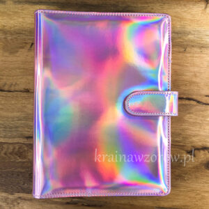 binder-okladka-a5-organizer-holograficzna-jasny-roz-krainawzorow-pl