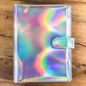 binder-okladka-a5-organizer-holograficzna-srebrna-krainawzorow-pl