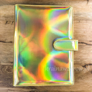 binder-okladka-a5-organizer-holograficzna-zlota-krainawzorow-pl