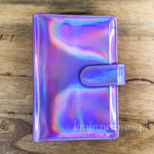 binder-okladka-a6-organizer-holograficzna-fioletowa-krainawzorow-pl