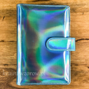 binder-okladka-a6-organizer-holograficzna-lazurowa-krainawzorow-pl