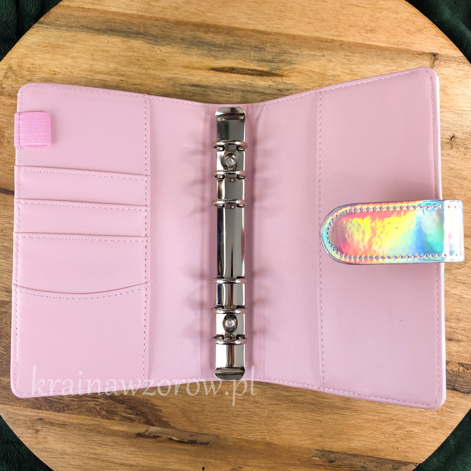 binder-okladka-a6-organizer-holograficzna-srebrna-krainawzorow-pl-1
