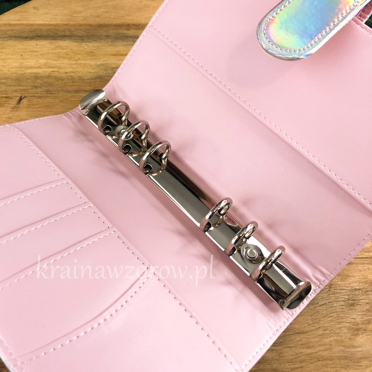 binder-okladka-a6-organizer-holograficzna-srebrna-krainawzorow-pl-2