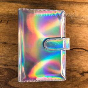 binder-okladka-a6-organizer-holograficzna-srebrna-krainawzorow-pl