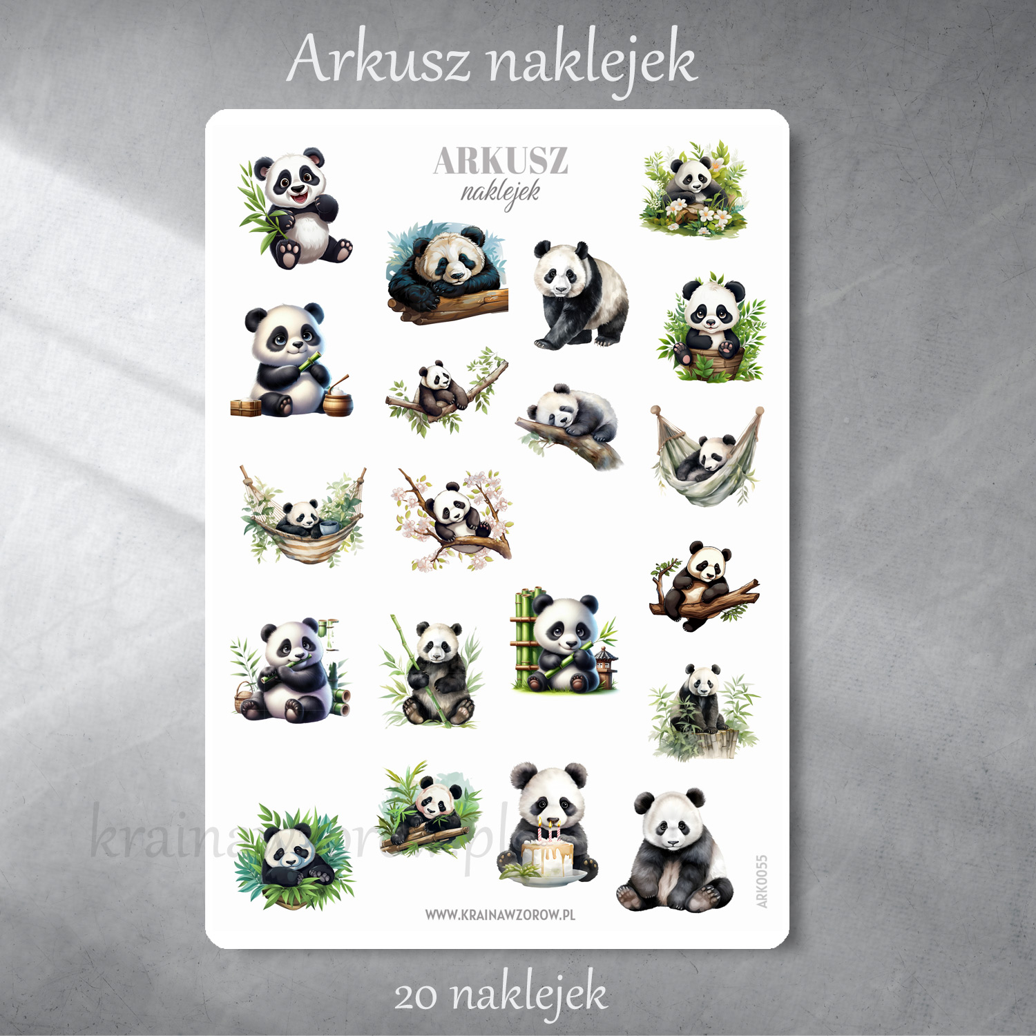 0055-panda-arkusz-naklejek-naklejki-krainawzorow-pl