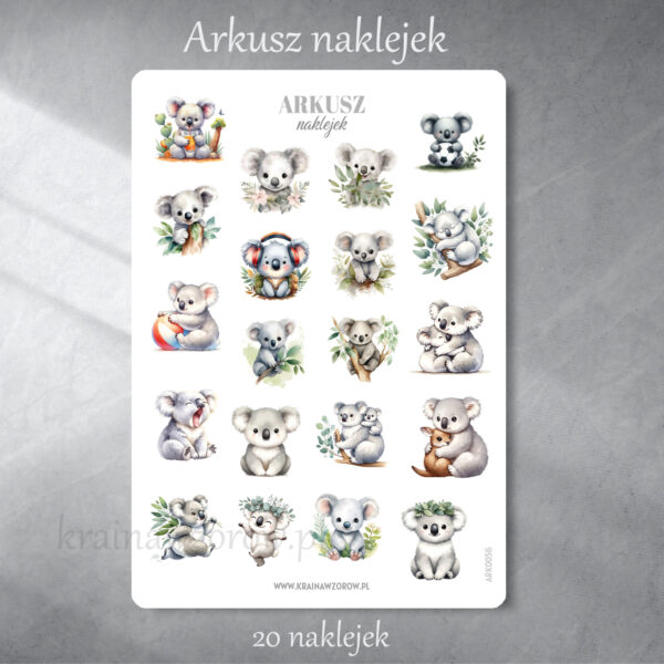 0056-koala-arkusz-naklejek-naklejki-krainawzorow-pl