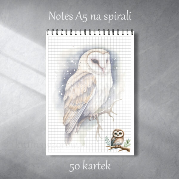 notes-na-spirali-sowa-50-kartek-krainawzorow-pl