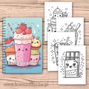 Jedzenie Kawaii • kolorowanka na spirali