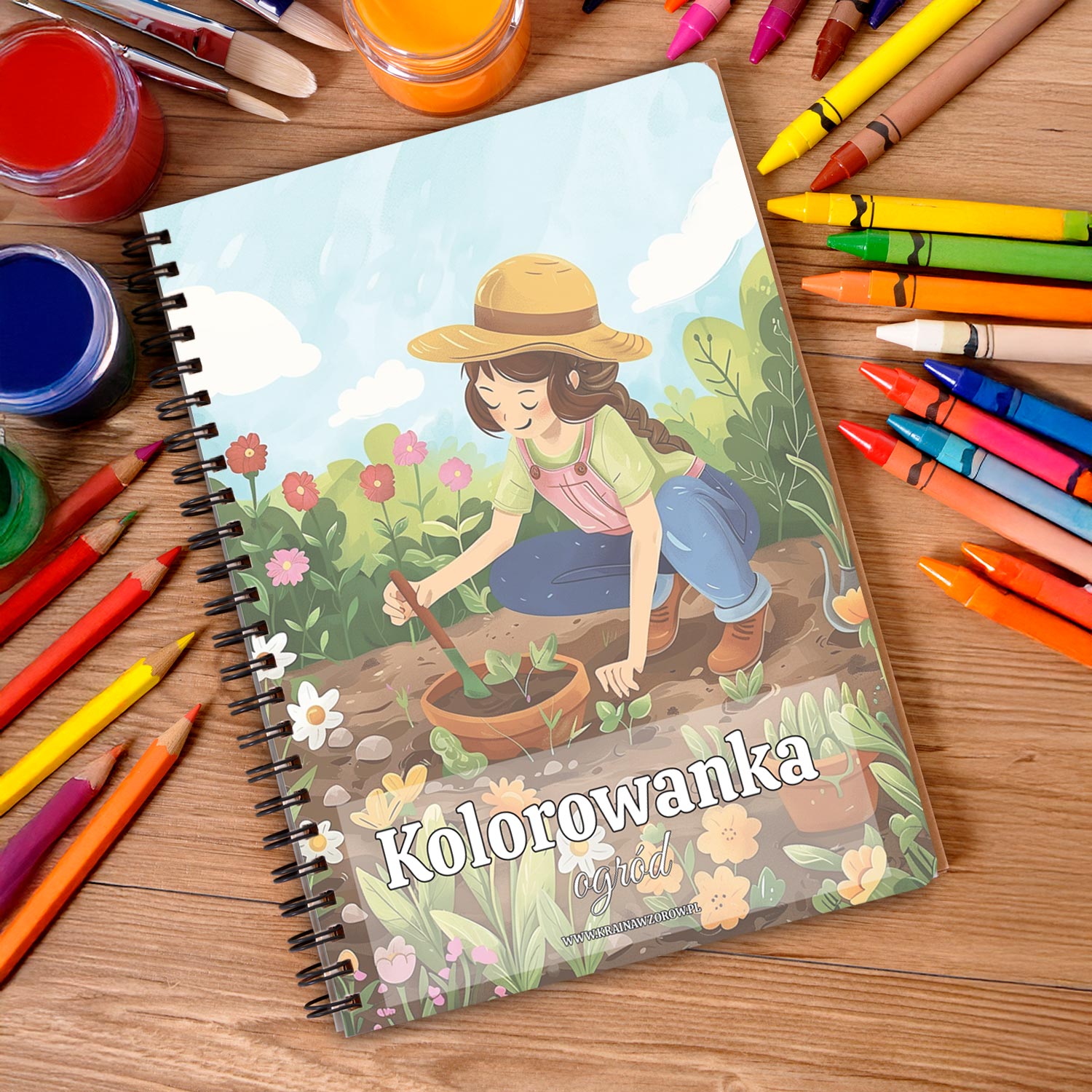 kolorowanka-okladka-kredki-ogrod kolorowanka-okladka-kredki-ogrod
